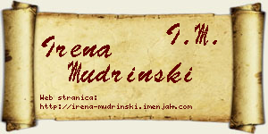Irena Mudrinski vizit kartica